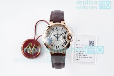 AF Factory Swiss Copy Ballon Bleu Cartier Cal.076 Watch Leather Strap Rose Gold